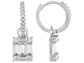White Diamond Simulant Rhodium Over Brass Dangle Earrings 2.58ctw