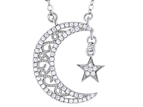 White Cubic Zirconia Rhodium Over Brass Celestial Necklace 0.72ctw