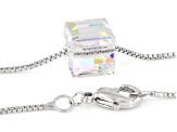 Aurora Borealis Crystal Rhodium Over Brass Cube Necklace