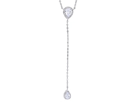 White Cubic Zirconia Rhodium Over Brass Y Necklace 2.93ctw