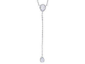 White Cubic Zirconia Rhodium Over Brass Y Necklace 2.93ctw