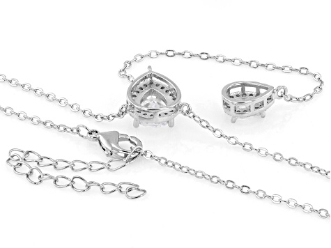 White Cubic Zirconia Rhodium Over Brass Y Necklace 2.93ctw