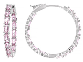 Pink Cubic Zirconia Rhodium Over Brass Inside-Out Hoop Earrings 8.32ctw