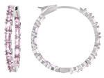 Pink Cubic Zirconia Rhodium Over Brass Inside-Out Hoop Earrings 8.32ctw