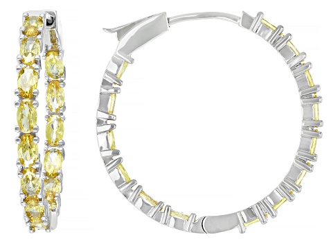 Yellow Cubic Zirconia Rhodium Over Brass Inside-Out Hoop Earrings 8.32ctw