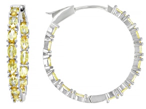 Yellow Cubic Zirconia Rhodium Over Brass Inside-Out Hoop Earrings 8.32ctw