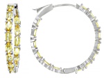 Yellow Cubic Zirconia Rhodium Over Brass Inside-Out Hoop Earrings 8.32ctw