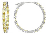 Yellow Cubic Zirconia Rhodium Over Brass Inside-Out Hoop Earrings 8.32ctw