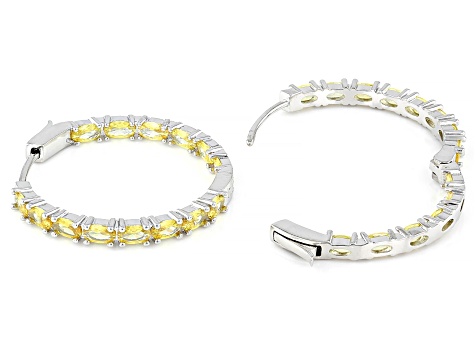 Yellow Cubic Zirconia Rhodium Over Brass Inside-Out Hoop Earrings 8.32ctw