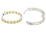 Yellow Cubic Zirconia Rhodium Over Brass Inside-Out Hoop Earrings 8.32ctw