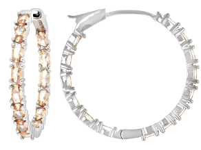 Champagne Cubic Zirconia Rhodium Plated Inside-Out Hoop Earrings 8.32ctw