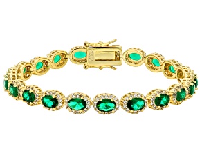 Green Nanocrystal and White Cubic Zirconia 18k Yellow Gold Over Brass Tennis Bracelet 18.27ctw