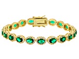 Green Nanocrystal and White Cubic Zirconia 18k Yellow Gold Plated Tennis Bracelet 18.27ctw