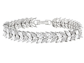 White Cubic Zirconia Rhodium Over Brass Tennis Bracelet 21.17ctw