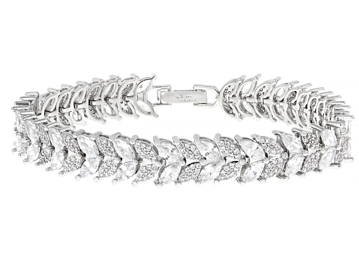 White Cubic Zirconia Rhodium Plated Tennis Bracelet 21.17ctw