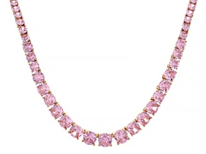 Pink Cubic Zirconia 18k Rose Gold Over Brass Necklace 34.85ctw