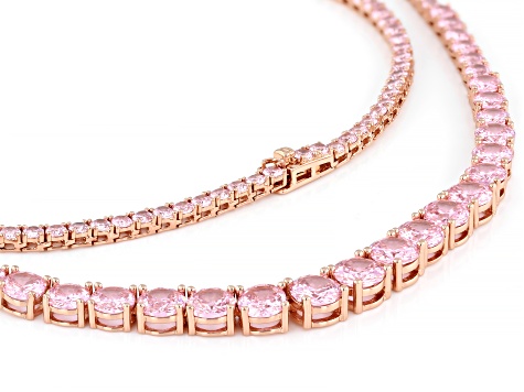 Pink Cubic Zirconia 18k Rose Gold Plated Necklace 34.85ctw
