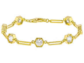 White Cubic Zirconia 18k Yellow Gold Over Sterling Silver Bracelet 5.53ctw