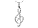 White Cubic Zirconia Rhodium Over Sterling Silver Treble Clef Pendant 0.47ctw