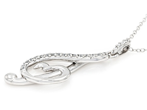 White Cubic Zirconia Rhodium Over Sterling Silver Treble Clef Pendant 0.47ctw