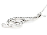 White Cubic Zirconia Rhodium Over Sterling Silver Treble Clef Pendant 0.47ctw