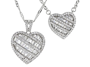 White Cubic Zirconia Rhodium Over Brass Necklace and Pendant Set 4.68ctw