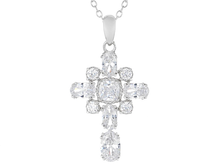 White Cubic Zirconia Rhodium Over Sterling Silver Pendant 3.00ctw