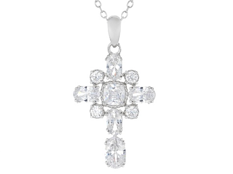 White Cubic Zirconia Rhodium Over Sterling Silver Pendant 3.00ctw