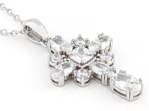 White Cubic Zirconia Rhodium Over Sterling Silver Pendant 3.00ctw