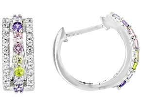 Multi-color Cubic Zirconia Rhodium Over Sterling Silver Earrings 1.82ctw