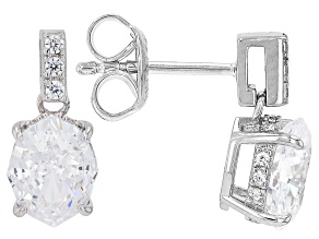 White Cubic Zirconia Rhodium Over Sterling Silver Earrings 6.63ctw