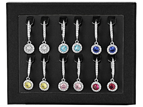 Multi-Color Cubic Zirconia Rhodium Plated Earring Set 13.60ctw