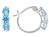 Lab Created Ruby & Multi-Color Cubic Zirconia Rhodium Over Brass Hoop Earring Set 14.58ctw
