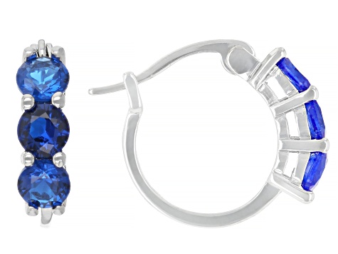 Lab Created Ruby & Multi-Color Cubic Zirconia Rhodium Over Brass Hoop Earring Set 14.58ctw