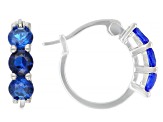 Lab Created Ruby & Multi-Color Cubic Zirconia Rhodium Over Brass Hoop Earring Set 14.58ctw
