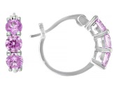 Lab Created Ruby & Multi-Color Cubic Zirconia Rhodium Over Brass Hoop Earring Set 14.58ctw