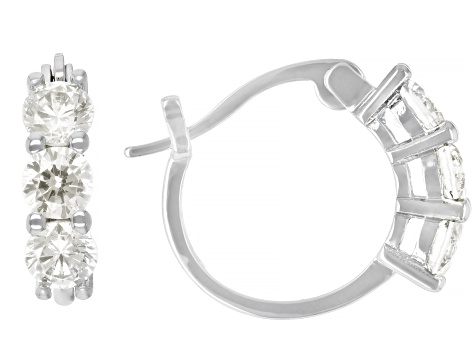 Lab Created Ruby & Multi-Color Cubic Zirconia Rhodium Over Brass Hoop Earring Set 14.58ctw