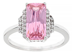 Pink Cubic Zirconia Rhodium Over Sterling Silver Ringv2.79ctw