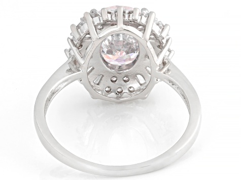 Aurora Borealis and White Cubic Zirconia Rhodium Over Sterling Silver Ring 6.00ctw