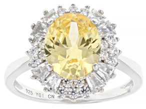 Yellow and White Cubic Zirconia Rhodium Over Sterling Silver Ring 6.00ctw