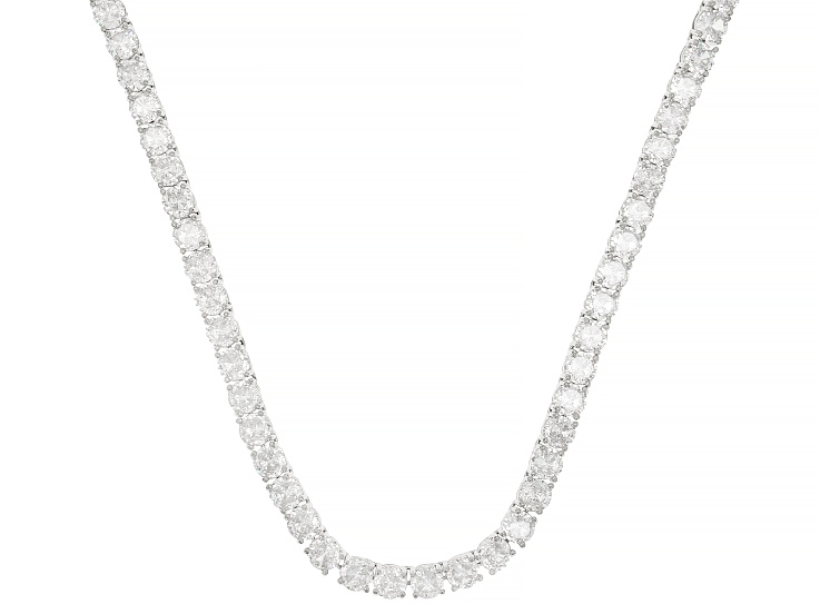 White Cubic Zirconia Rhodium Over Brass Necklace 94.32ctw