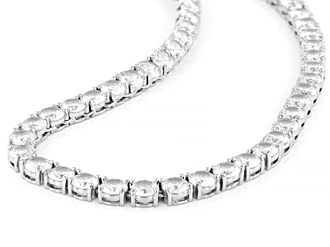 White Cubic Zirconia Rhodium Over Brass Necklace 94.32ctw