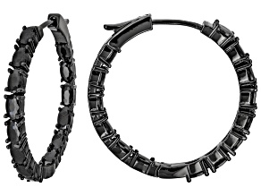 Black Cubic Zirconia Black Rhodium Plated Hoop Earrings 8.32ctw