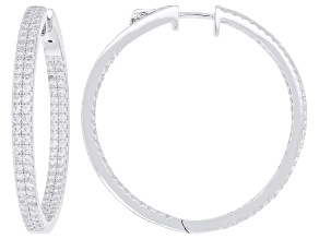White Cubic Zirconia Rhodium Over Brass Inside-Out Hoop Earrings 1.50ctw