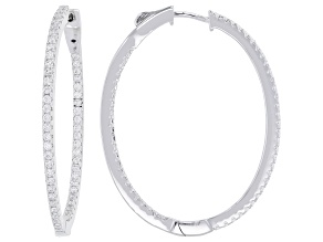 White Cubic Zirconia Rhodium Over Brass Hoop Earrings 1.50ctw