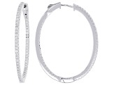 White Cubic Zirconia Rhodium Over Brass Hoop Earrings 1.50ctw