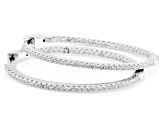 White Cubic Zirconia Rhodium Over Brass Hoop Earrings 1.50ctw