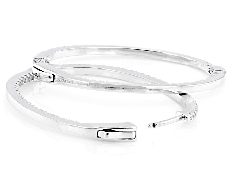 White Cubic Zirconia Rhodium Over Brass Hoop Earrings 1.50ctw