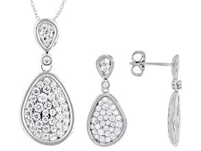 White Cubic Zirconia Rhodium Over Brass Earring and Pendant Set 1.68ctw