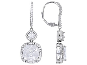White Cubic Zirconia Rhodium Plated Earrings 19.95ctw